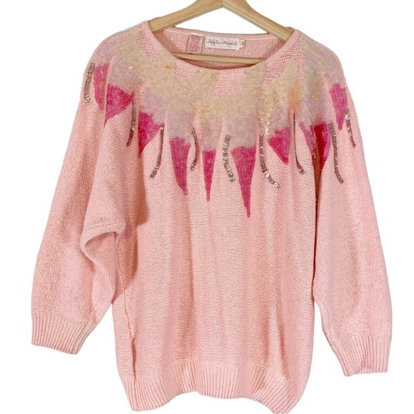 Vintage Lady De Rothchild Sequin Sweater Size 40 US M/L - Picture 1 of 4